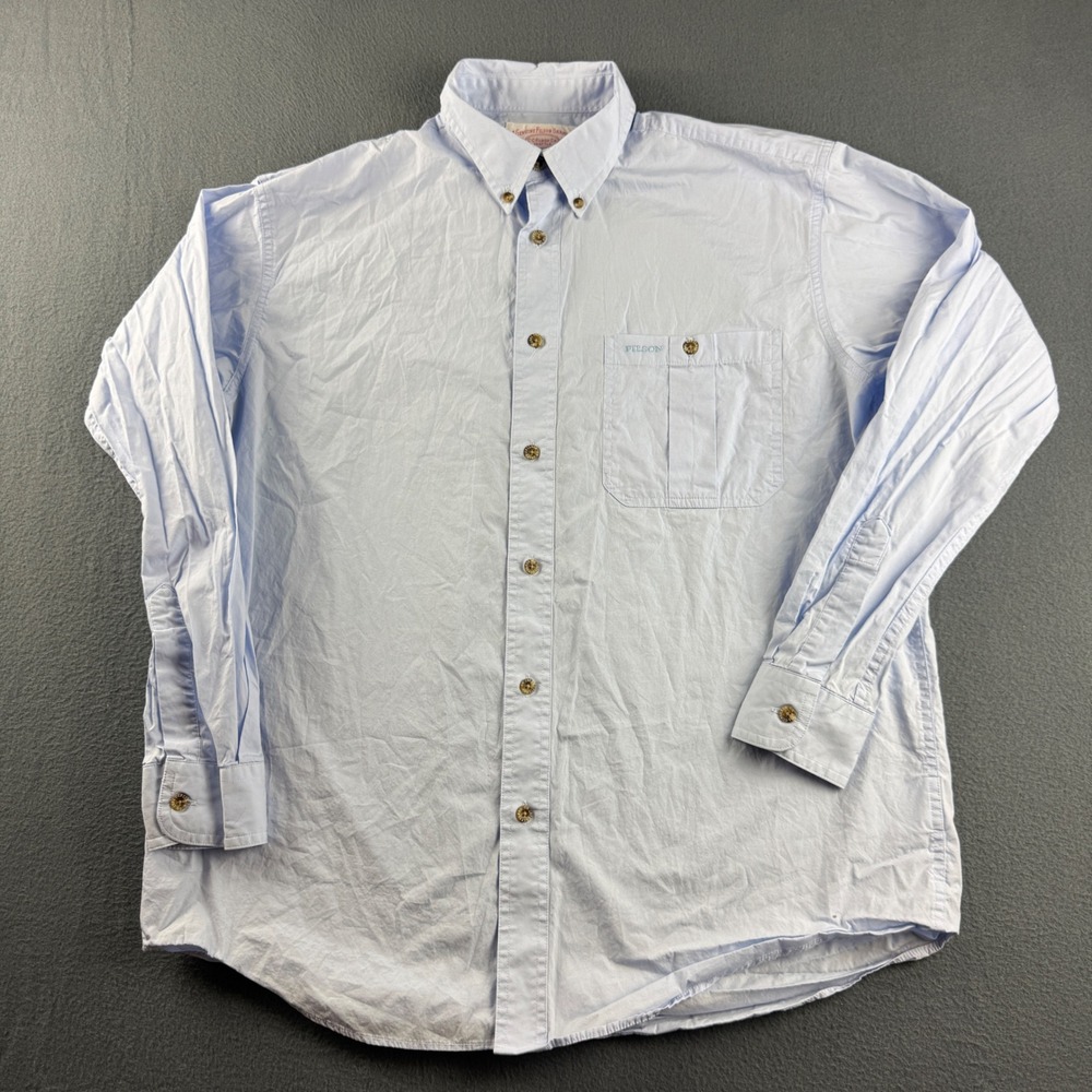 Filson Shirt Men's L Blue Fishing Lightweight Workwear Outdoor OCBD 12017